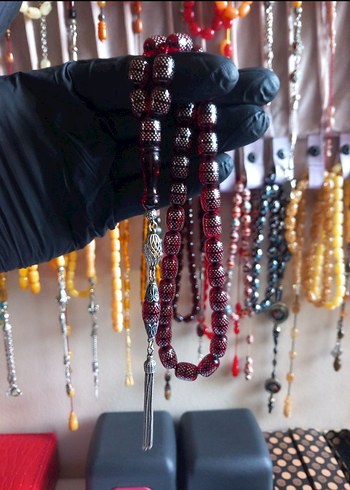 1000 ayar gümüş çakımlı 925 ayar gümüş PÜSKÜLLÜ ATEŞİ KEHRİBAR - Görsel 4