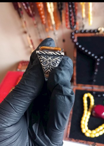 925 ayar Gümüş yüzük kaplan gözü - Görsel 5