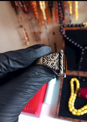 925 ayar Gümüş yüzük kaplan gözü - Görsel 3