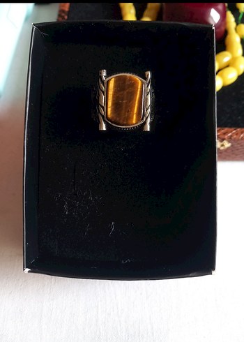 925 ayar Gümüş yüzük kaplan gözü - Görsel 6