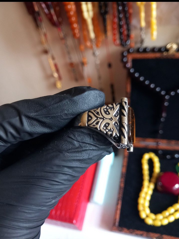 925 ayar Gümüş yüzük kaplan gözü - Görsel 3