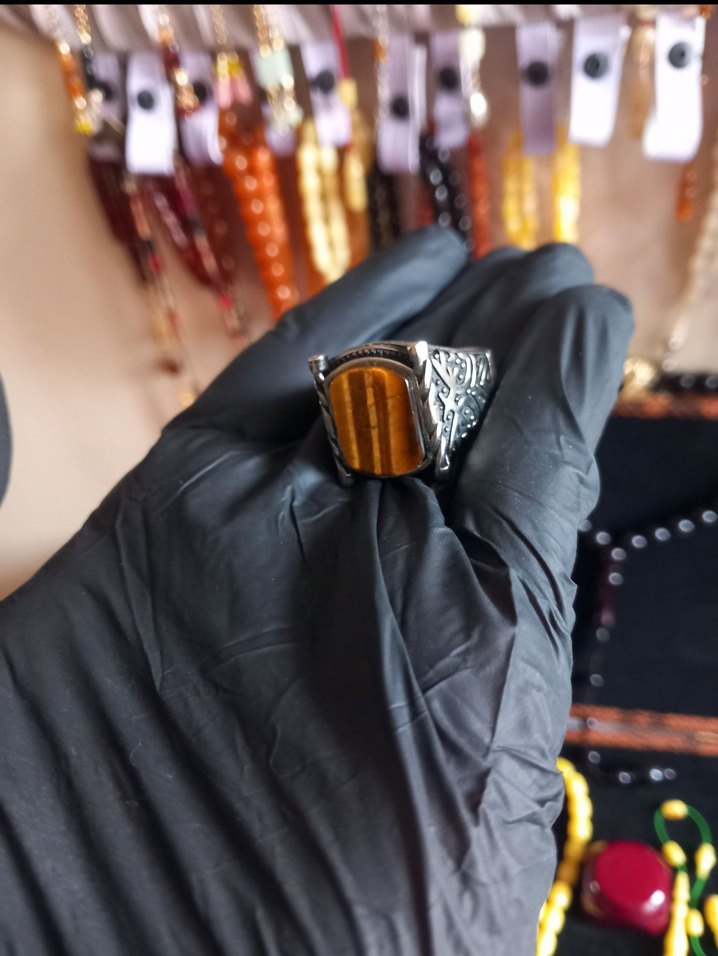 925 ayar Gümüş yüzük kaplan gözü - Görsel 4