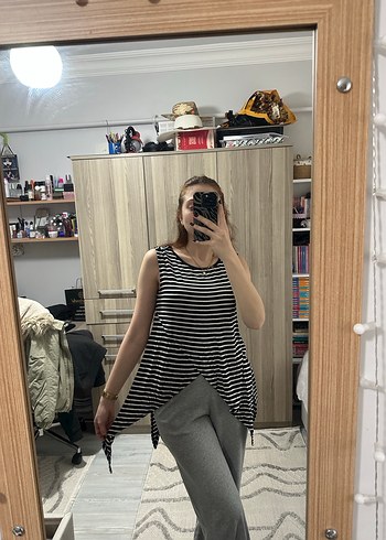 Gri Çizgili Straplez Kadın Atlet - Görsel 5