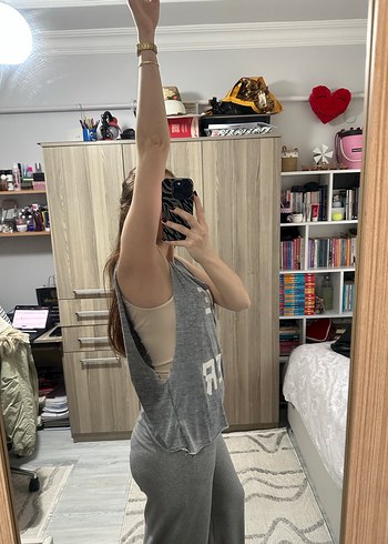 Gri Baskılı Denim Askısız Atlet - Görsel 2