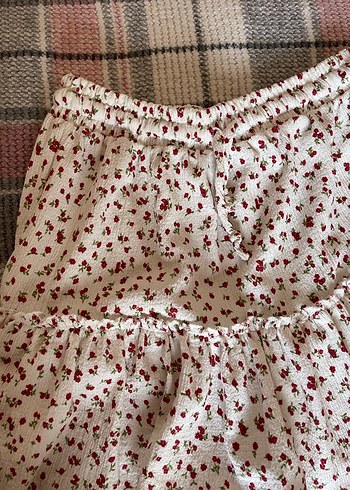 Kadın çiçek desenli beyaz şortlu etek mini - Görsel 2