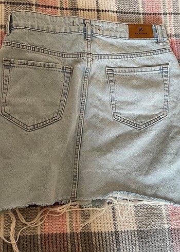 Kadın açık mavi kot Mini Etek - Görsel 3