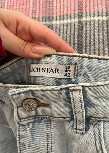 Kadın açık mavi kot Mini Etek - Görsel 4