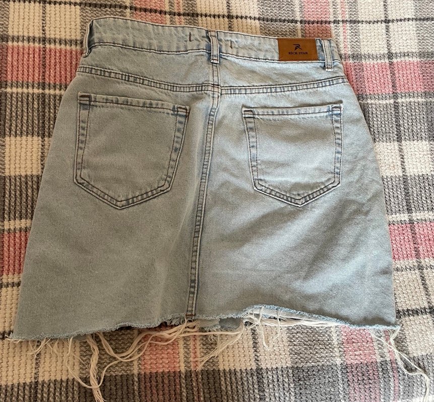 Kadın açık mavi kot Mini Etek - Görsel 3