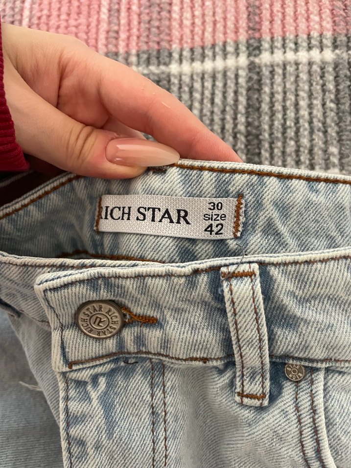 Kadın açık mavi kot Mini Etek - Görsel 4