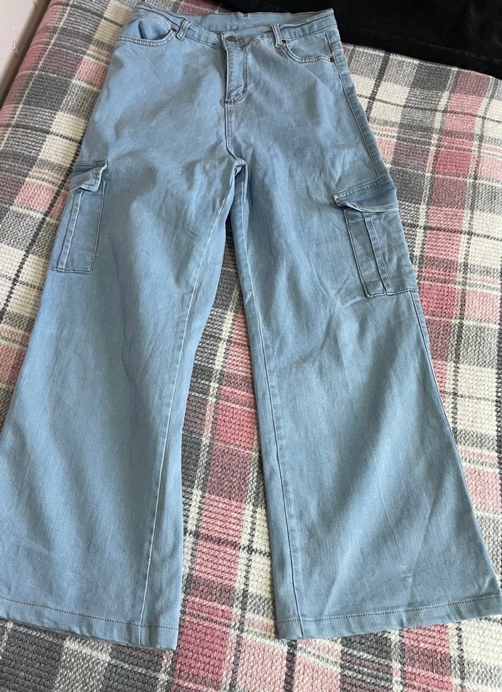 Kadın Mavi Bol Kesim Kot Pantolon - Görsel 2