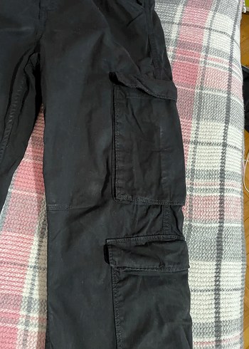 Siyah Bol Kesim Kadın Kargo Pantolon - Görsel 2