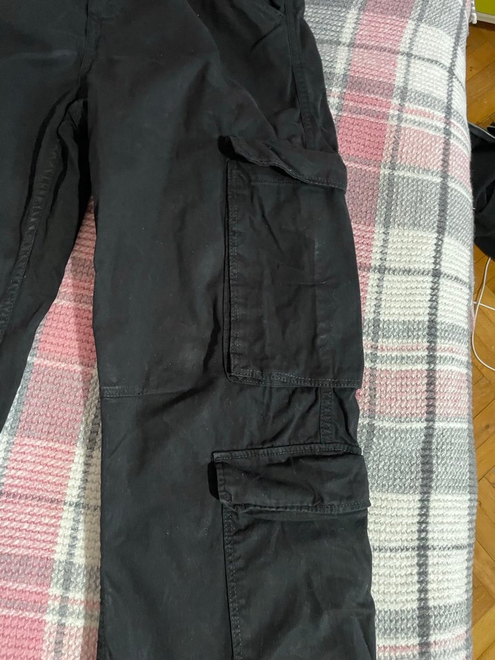 Siyah Bol Kesim Kadın Kargo Pantolon - Görsel 2