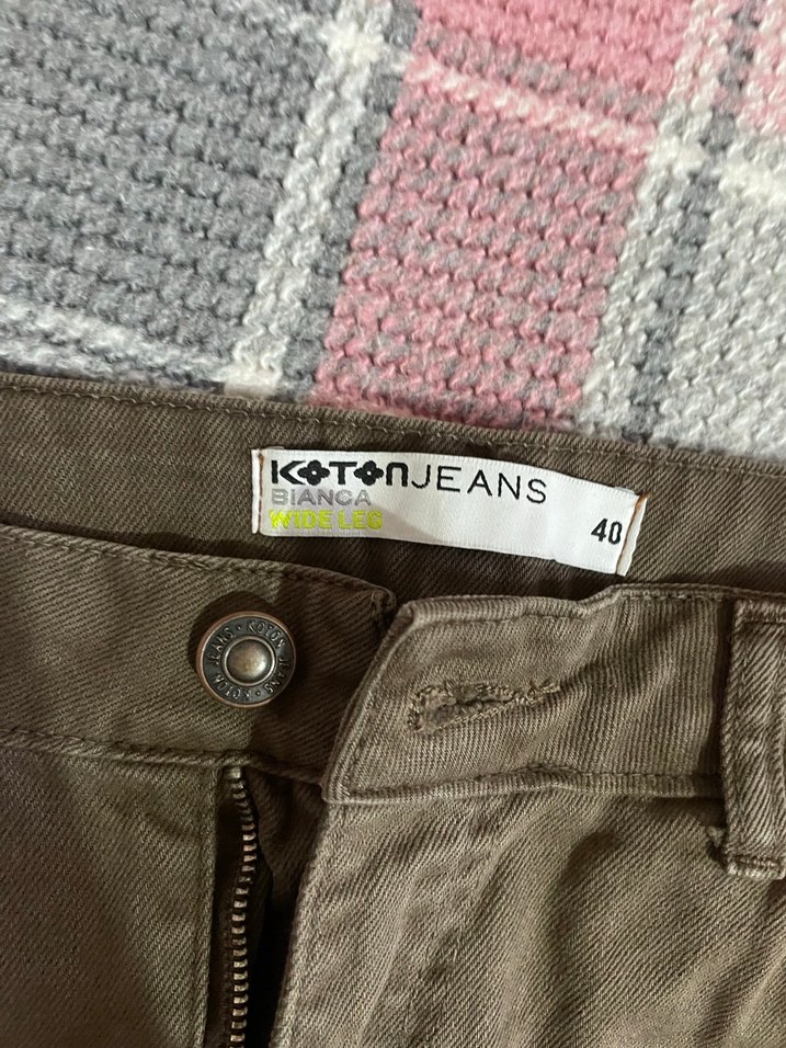 Kemerli Bol Kesim Kahverengi Kadın Pantolonu - Görsel 4