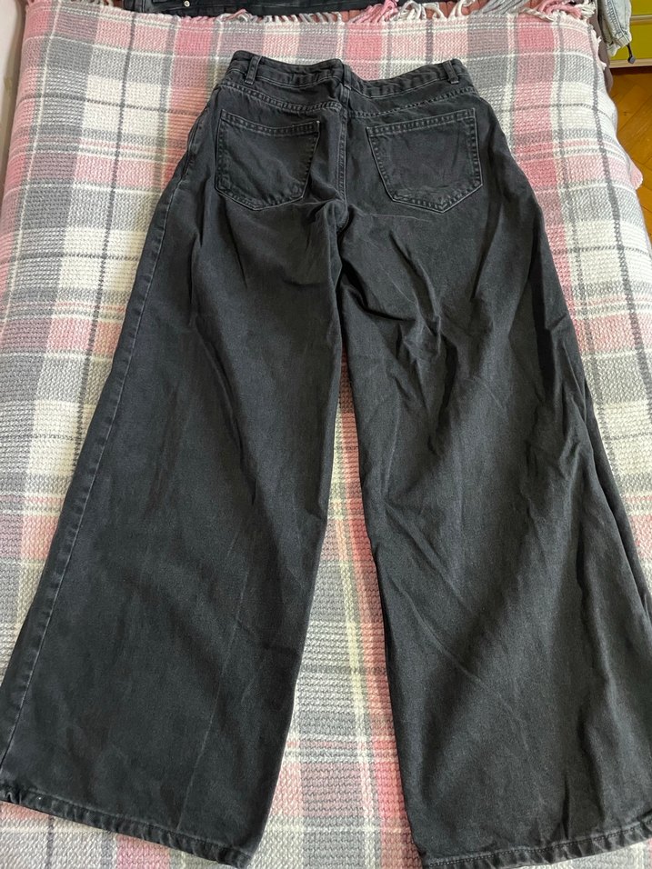 Kadın Siyah Bol Kesim Midi Kot Pantolon - Görsel 4