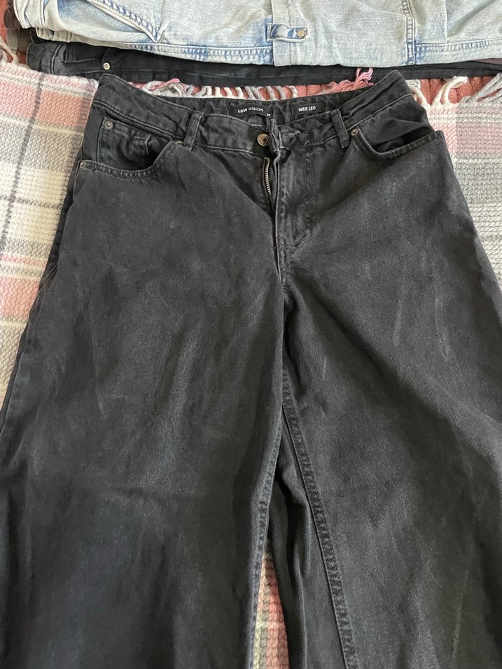 Kadın Siyah Bol Kesim Midi Kot Pantolon - Görsel 2