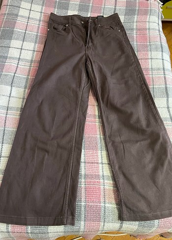 Kahverengi Bol Kesim Midi Kadın Kot Pantolon - Görsel 2