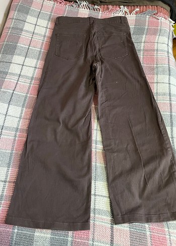 Kahverengi Bol Kesim Midi Kadın Kot Pantolon - Görsel 4