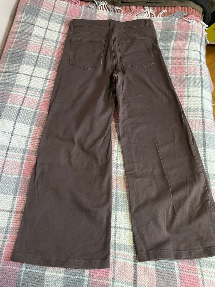 Kahverengi Bol Kesim Midi Kadın Kot Pantolon - Görsel 4