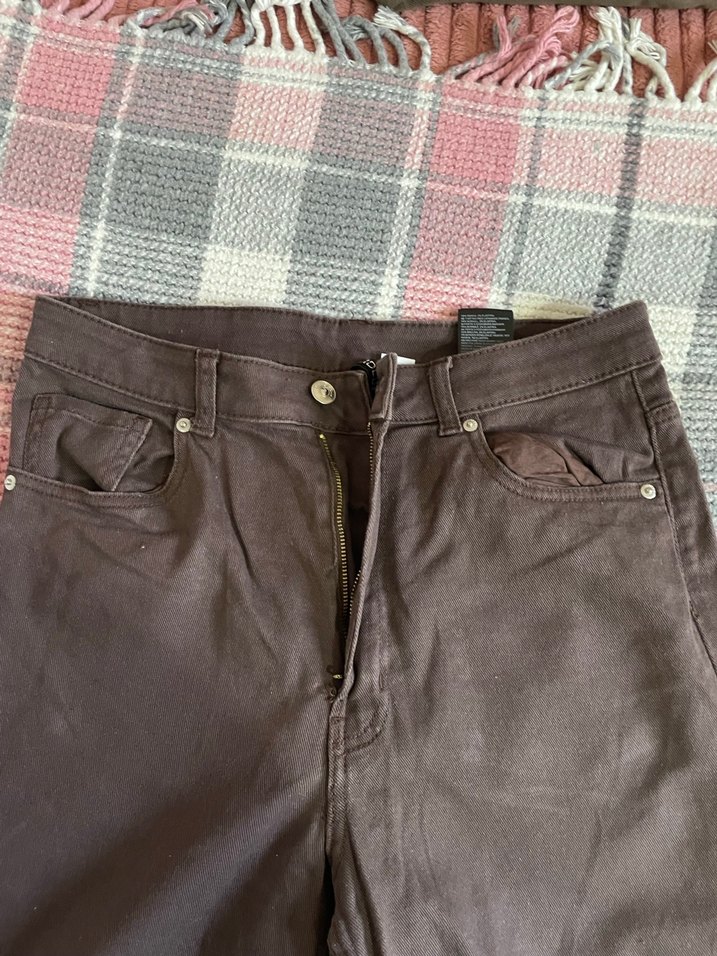 Kahverengi Bol Kesim Midi Kadın Kot Pantolon - Görsel 3