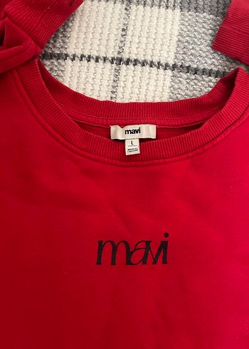 Kırmızı Kadın Sweatshirt, Uzun Kollu, Salaş Kesim - Görsel 3