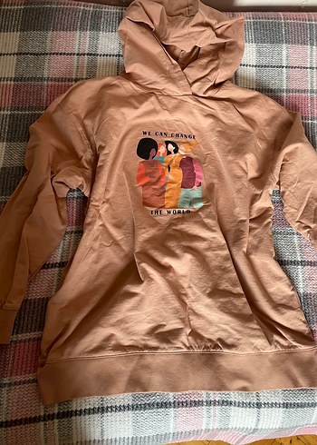 Kapüşonlu, Baskılı, Rahat Kesim Kadın Sweatshirt - Görsel 2