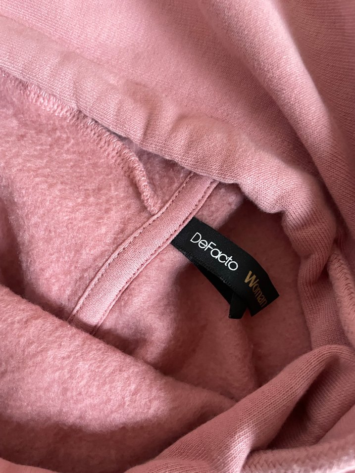 Pembe Kapüşonlu Rahat Kesim Sweatshirt - Görsel 3
