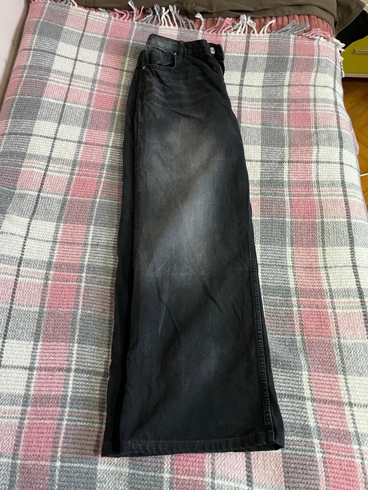 Kadın Gri Bol Kesim Denim Pantolon - Görsel 5