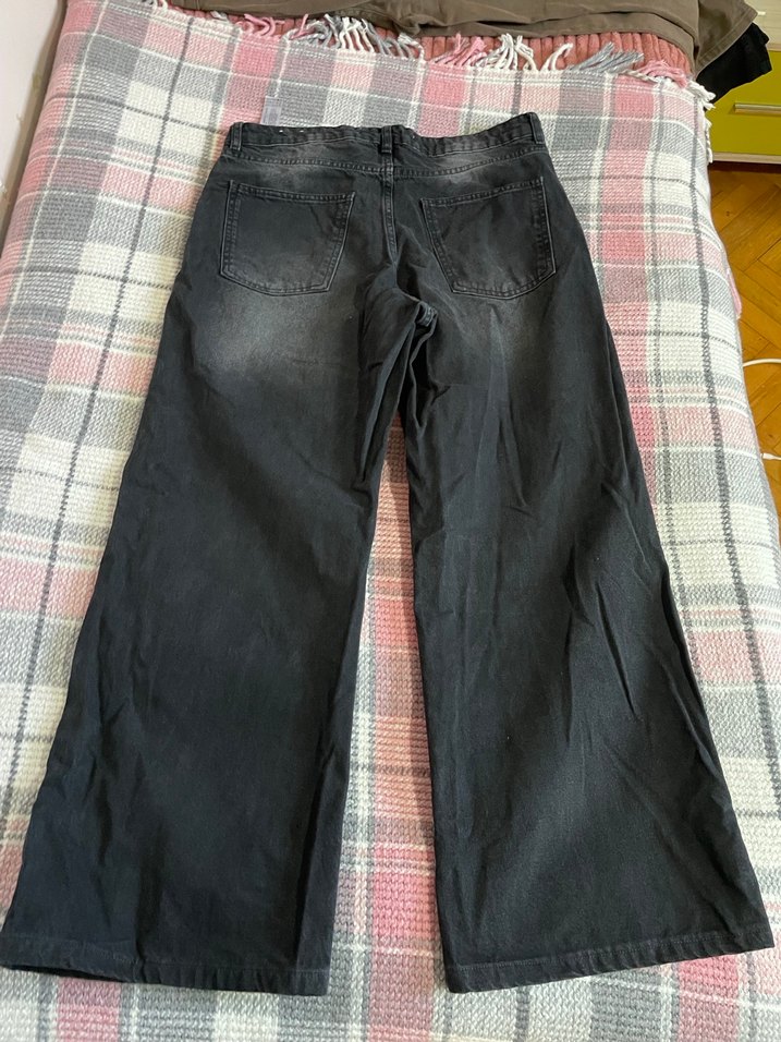 Kadın Gri Bol Kesim Denim Pantolon - Görsel 4