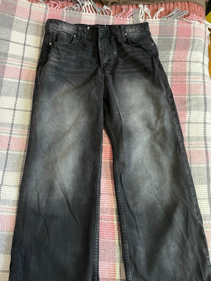 Kadın Gri Bol Kesim Denim Pantolon - Görsel 2