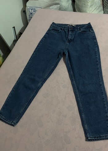 30 Beden mavi Renk Gri Kadın Midi Boy Bol Kesim Denim Pantolon