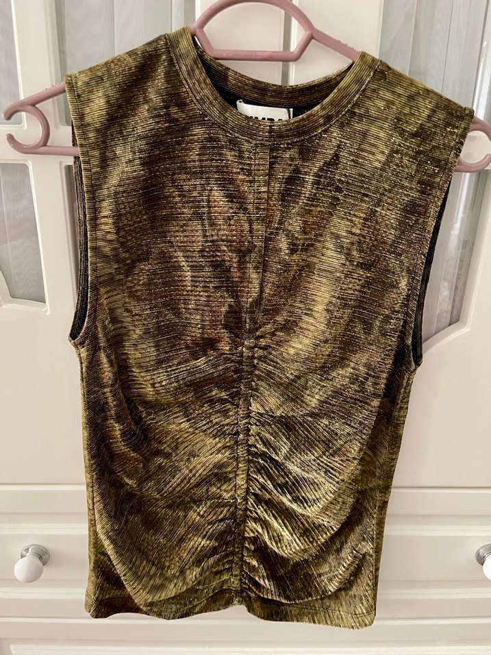 Haki renginde Yılan Desenli Kolsuz Bluz - Görsel 3