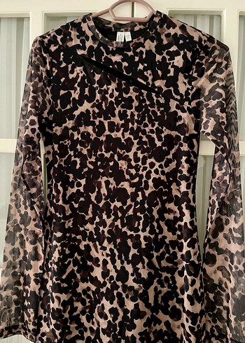 Leoparlı Uzun Kol Elbise - Görsel 4