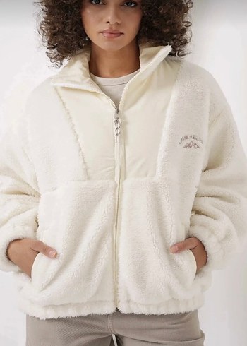 Beyaz Peluş Kadın Oversize Ceket - Görsel 2