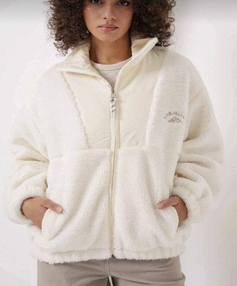 Beyaz Peluş Kadın Oversize Ceket - Görsel 2