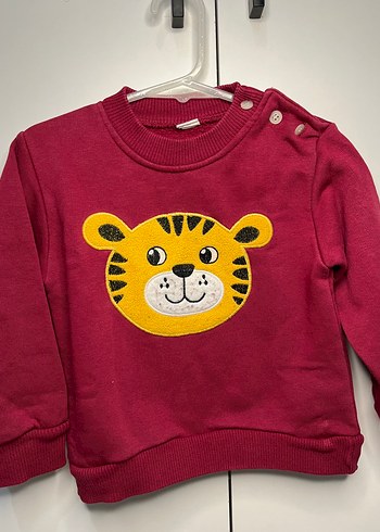 24-36 Ay Beden Bordo Erkek Çocuk Kaplan Baskılı Sweatshirt