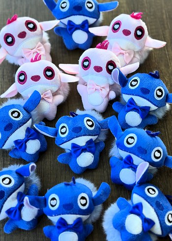 Stitch Renkli Mavi ve Pembe Peluş toka
