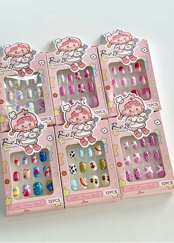 12'li Pastel Pembe Tırnak Süslemeleri çocuk