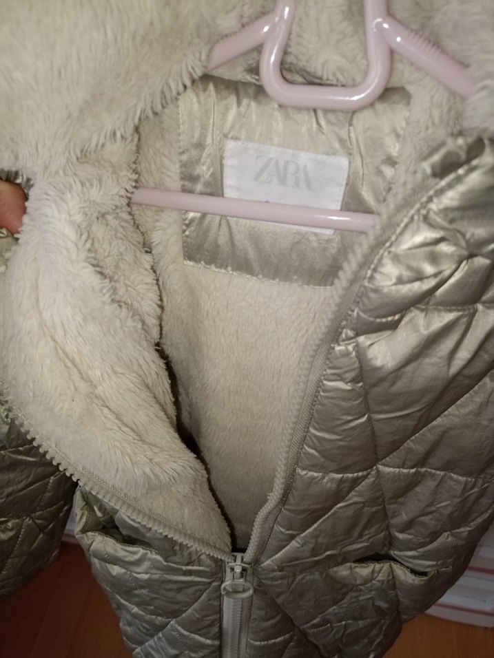 Gri Kürklü Kız Çocuk Mont - Görsel 4