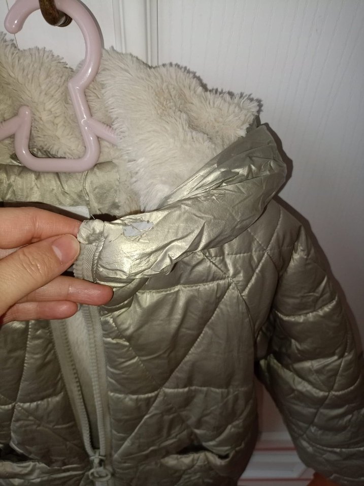 Gri Kürklü Kız Çocuk Mont - Görsel 5