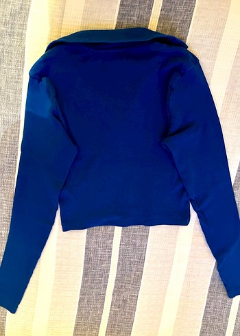 Düğmeli Lacivert Kadın Sweatshirt - Görsel 5