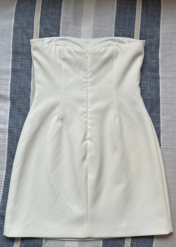 Askısız Mini Beyaz Elbise - Görsel 2