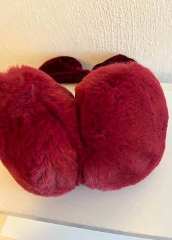 Bordo Kürklü Nakışlı Kız Kulaklık - Görsel 4