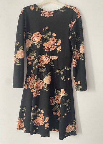 Çiçek Desenli Uzun Kollu  Elbise - Görsel 2