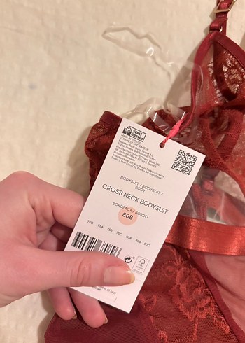 Koyu Kırmızı Bohem Dantel Body - Görsel 2