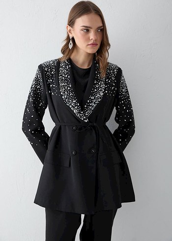 Zara Tasli Siyah Siklik Sik Ve Modern Blazer Ceket
