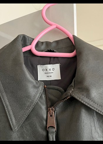 Gri Deri Biker Ceket - Görsel 2