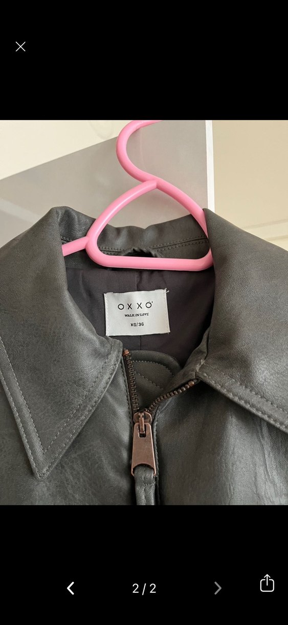 Gri Deri Biker Ceket - Görsel 2