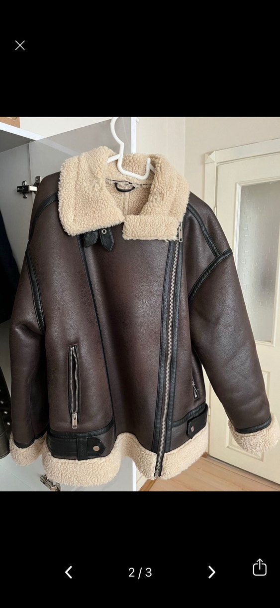 Kahverengi Kürklü Deri Kadın Ceket - Görsel 2