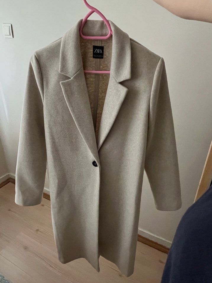 Tek Düğmeli Bej Kaban - Görsel 2