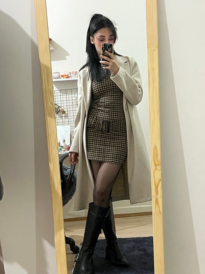 Tek Düğmeli Bej Kaban - Görsel 3